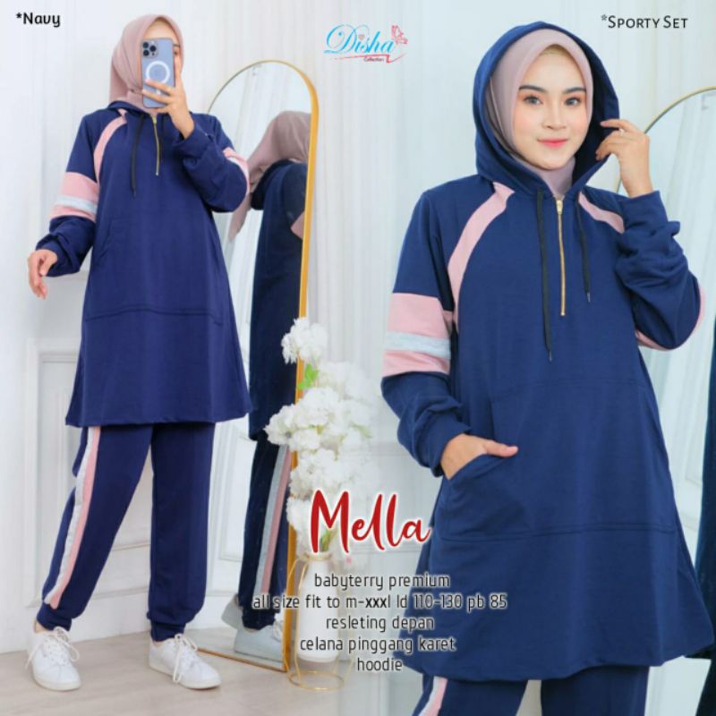Mella sporty set by disha / setelan olahraga wanita muslim / set olahraga tunik / sporty set wanita