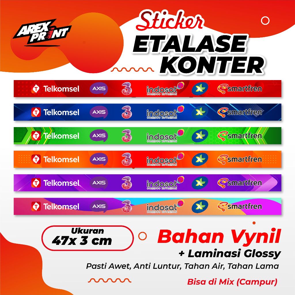 Sticker Etalase Konter - All provider - Sticker Konter Murah - Aksesoris Konter  - Stiker Murah Meriah
