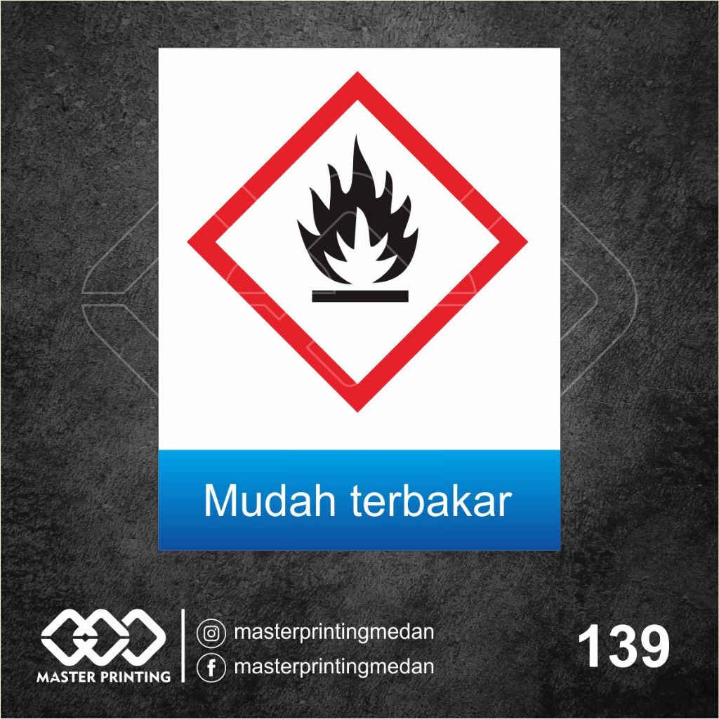 

139 - Stiker Mudah Terbakar, Simbol Limbah B3, Sticker Vinyl, Tahan Air, Termurah, dan Bisa Custom