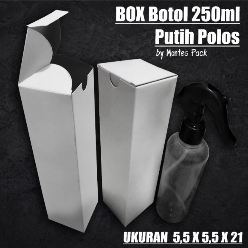 

Box botol 250ml / kotak 5,5x5,5x21 Botol spray / dus botol Spray 250ml / Kemasan Botol polosan / Box putih