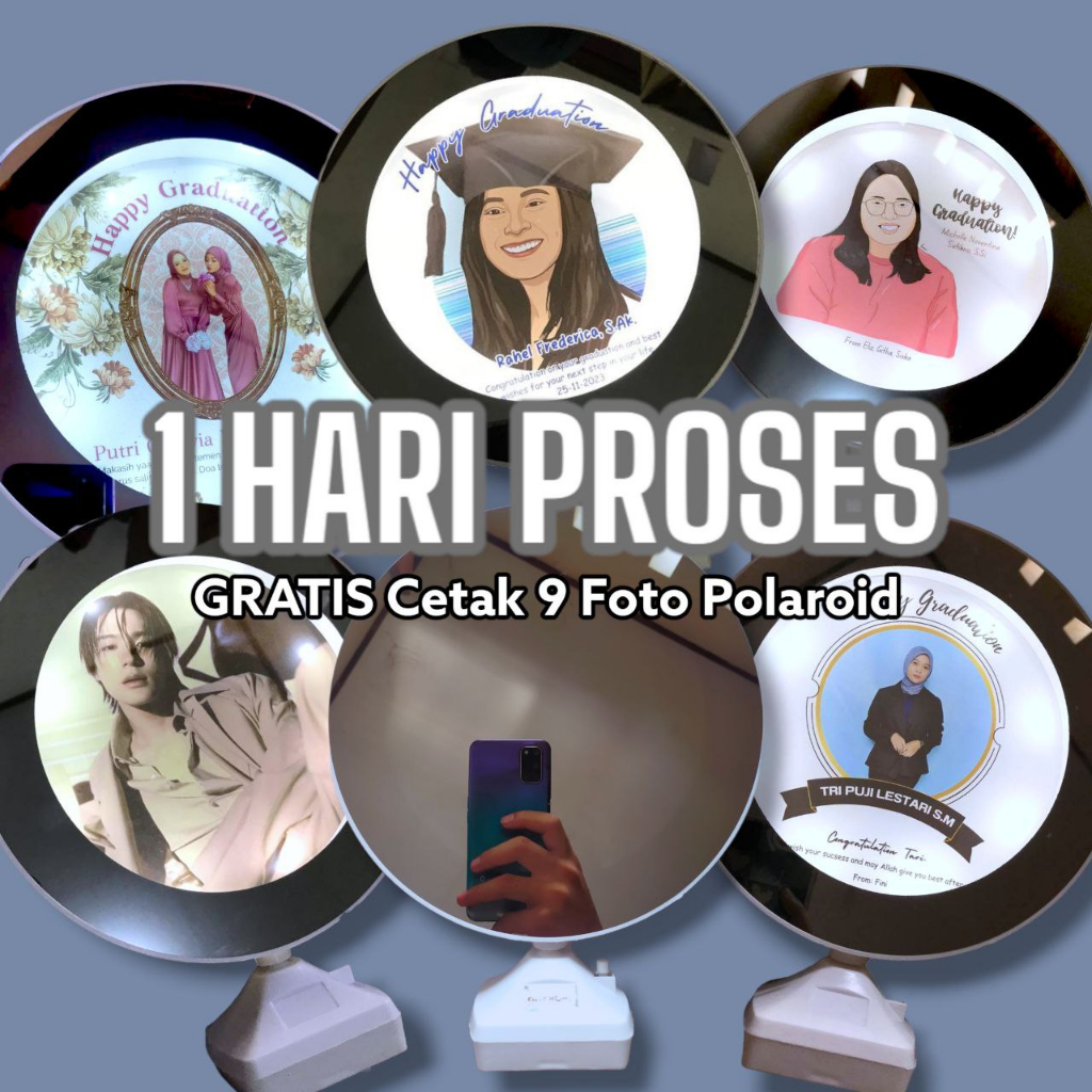 [1 HARI JADI] Kado Cermin Foto Custom/ Lucu/ Unik/ Souvenir/ Pernikahan/ Ulang Tahun/ Wisuda/ Valent