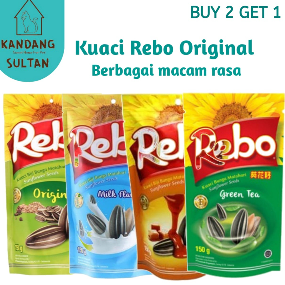 

Baru Kuaci Rebo 150g BUY 2 GET 1 Berbagai Macam Rasa - Cemilan Biji Bunga Matahari Dijual Murah