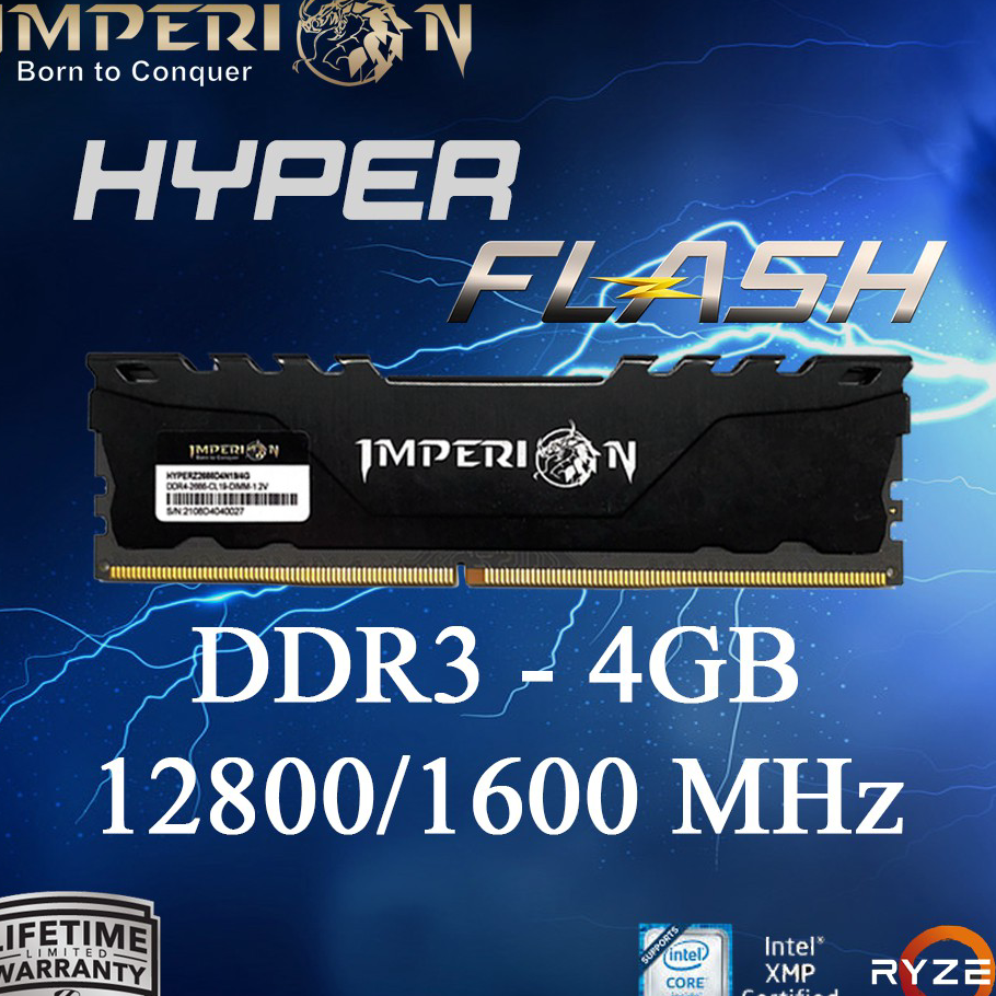 Ready RAM IMPERION HYPERZ FLASH DDR3 4GB 1600 MHz PC 12800 RAM GARANSI RESMI RAM DDR3 4GB HEATSINK G