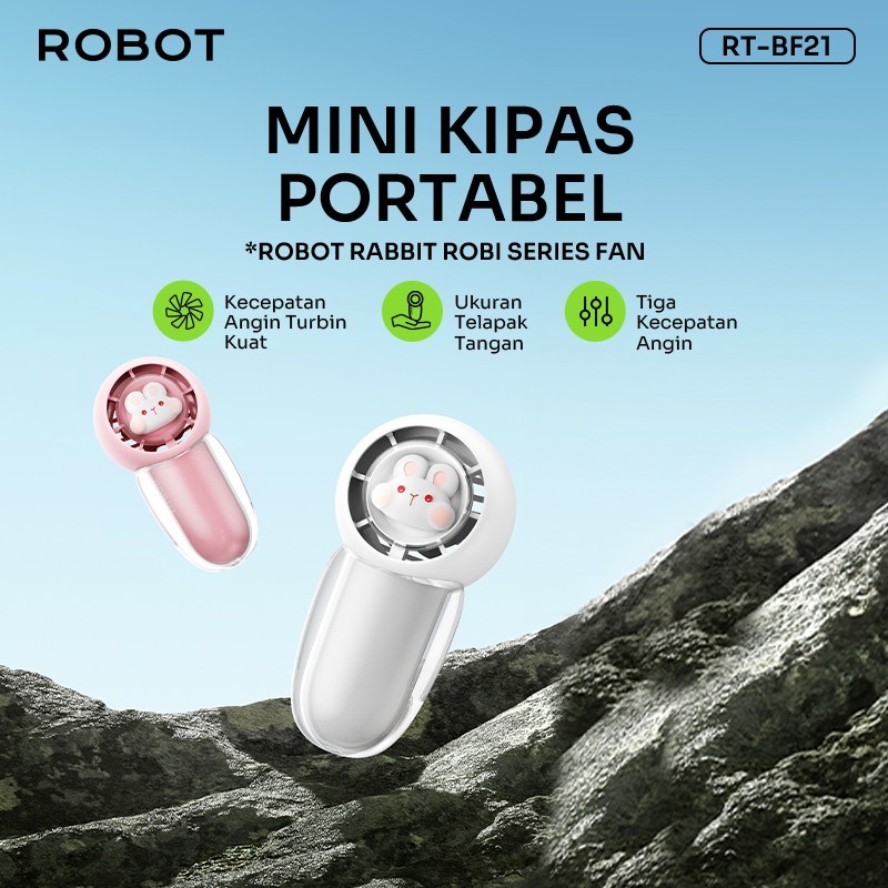 ROBOT RT-BF21 Portable Fan, Powerbank 1200mAh Mini Fan Kipas Angin