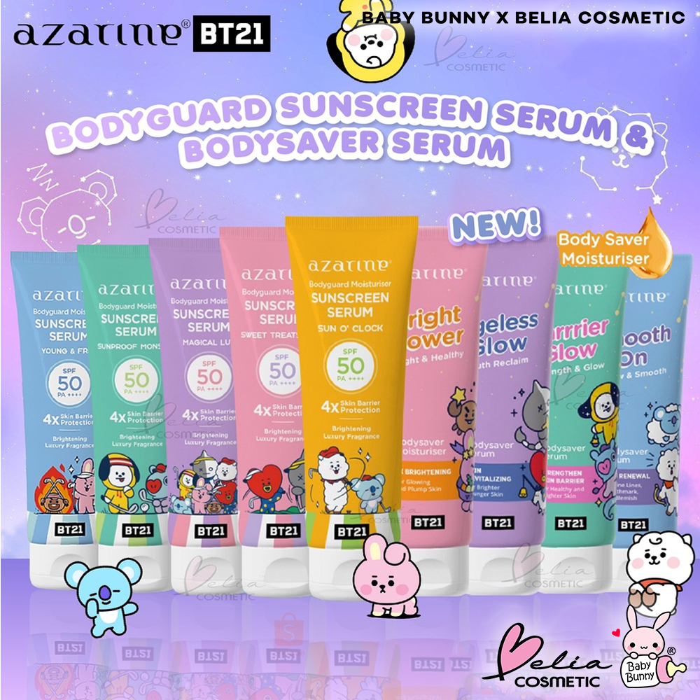 ❤ BELIA ❤ Azarine x BT21 Body Guard Moisturizer Sunscreen Serum 100ml SPF 50 PA++++ | Body Saver Moi