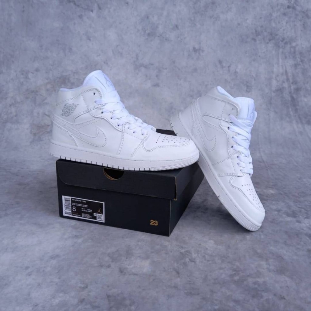 AIR JORDAN 1 MID TRIPLE WHITE