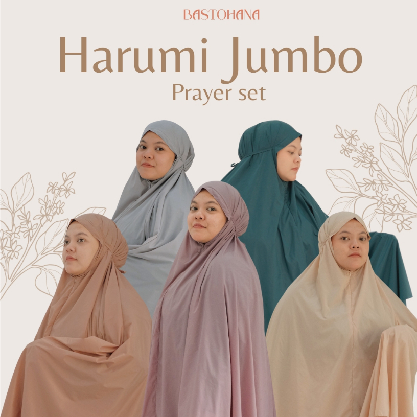 MUKENA JUMBO TRAVEL - Harumi JUMBO Prayer Set | bastohana.id Mukena 2in1 Mini Bahan Parasut Korea Pr