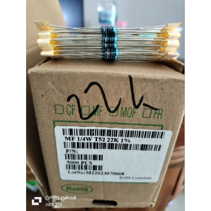 RESISTOR 1/4W 1% 22K TAIWAN