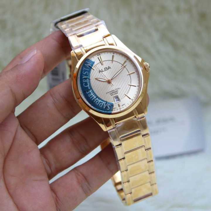 JAM TANGAN PRIA ALBA AS9946X1 AS9946 SAPPHIRE GOLD ORIGINAL