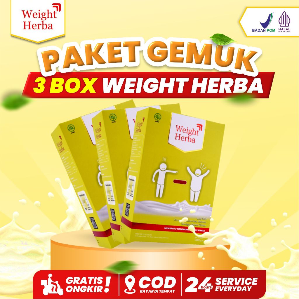 

Paket 3 Box Weight Herba Susu Penambah Berat Badan Tanpa Gula Perlancar Saluran Pencernaan