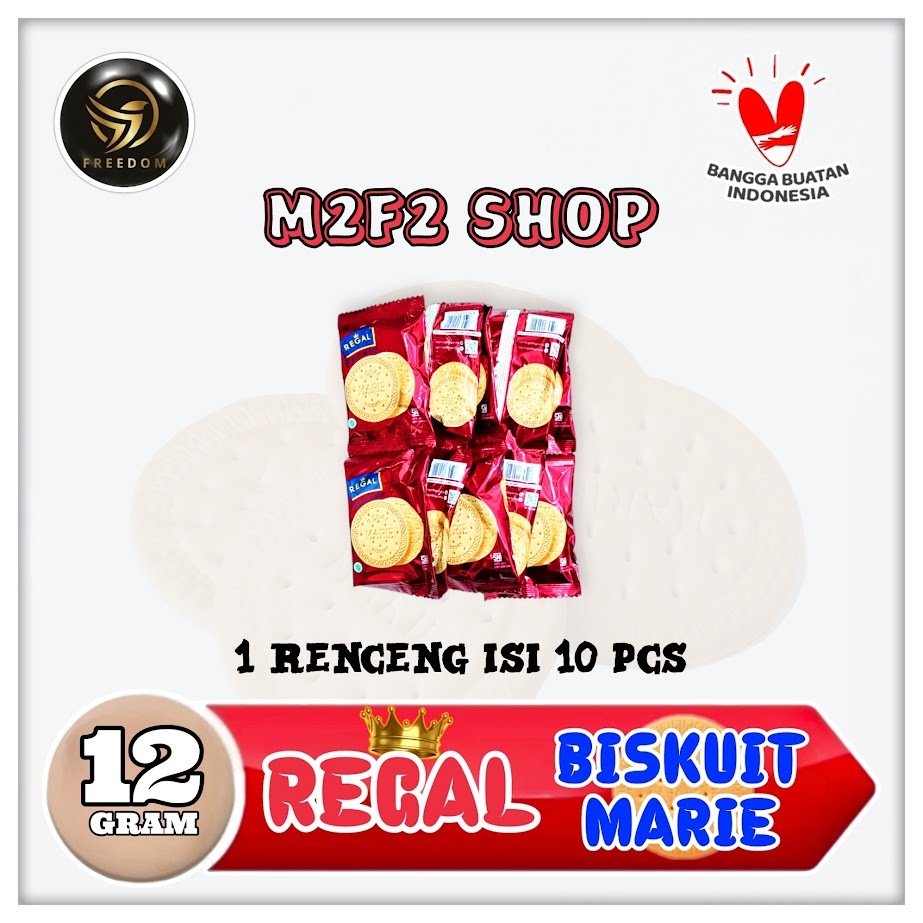 

Biskuit Marie Regal Original Sachet - 12 gr (Kemasan 1 Renceng)