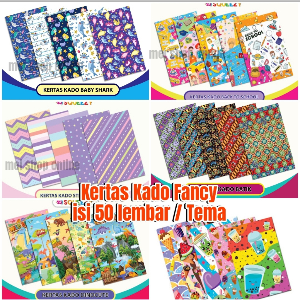 

50 Lembar Kertas Kado Fancy Murah