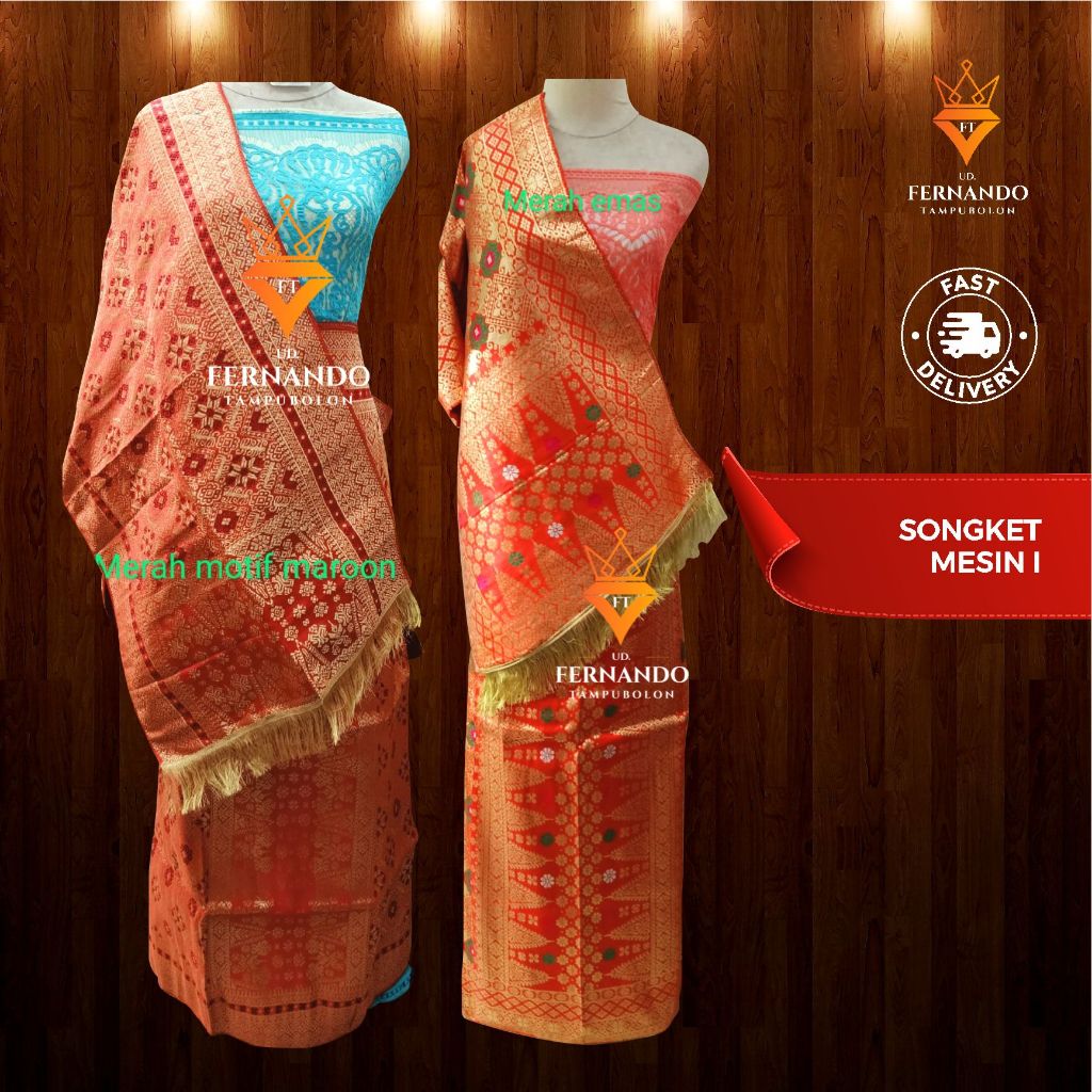 Songket Mesin Songket Modern Motif Songket Palembang Pakaian Tradisional Kain Tenun Asli Mesin Motif