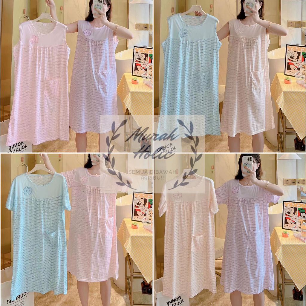 MURHOL Baju Daster Wanita Tanpa Lengan Baju Tidur Lengan Pendek Remaja Cewek Baju Rumah Santai Lucu