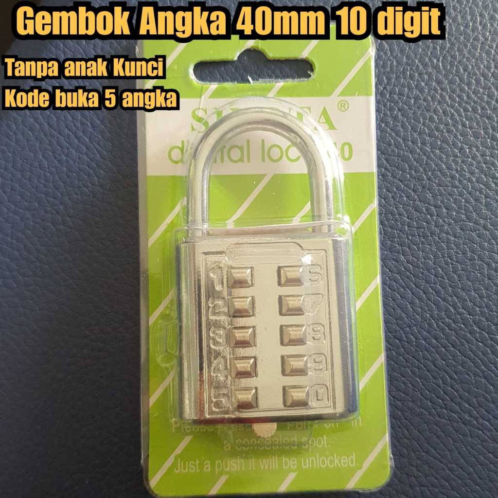 gembok kode besar 10 digit gembok rumah pagar dll Gembok angka 40mm 10 digit gembok pin 40mm