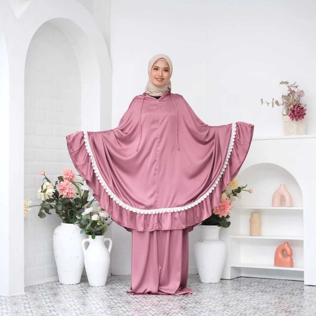 Zoya Zazaqila Prayer Set - Mukena Dewasa Polos 2 in 1 - Bahan Armani Silk