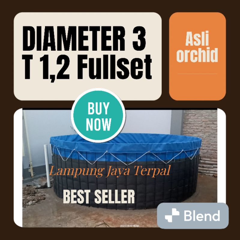 Kolam Bulat diameter 3 meter t 120 cm Fullset