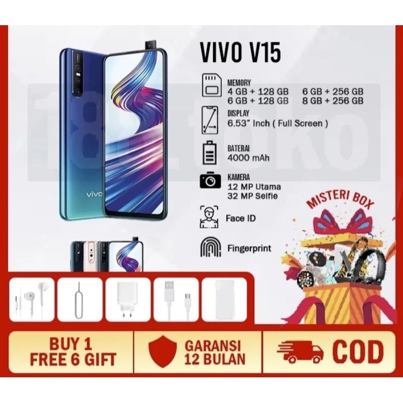 VIVO V15 RAM 4-8 GB ROM 128-256 GB LENGKAP BERGARANSI