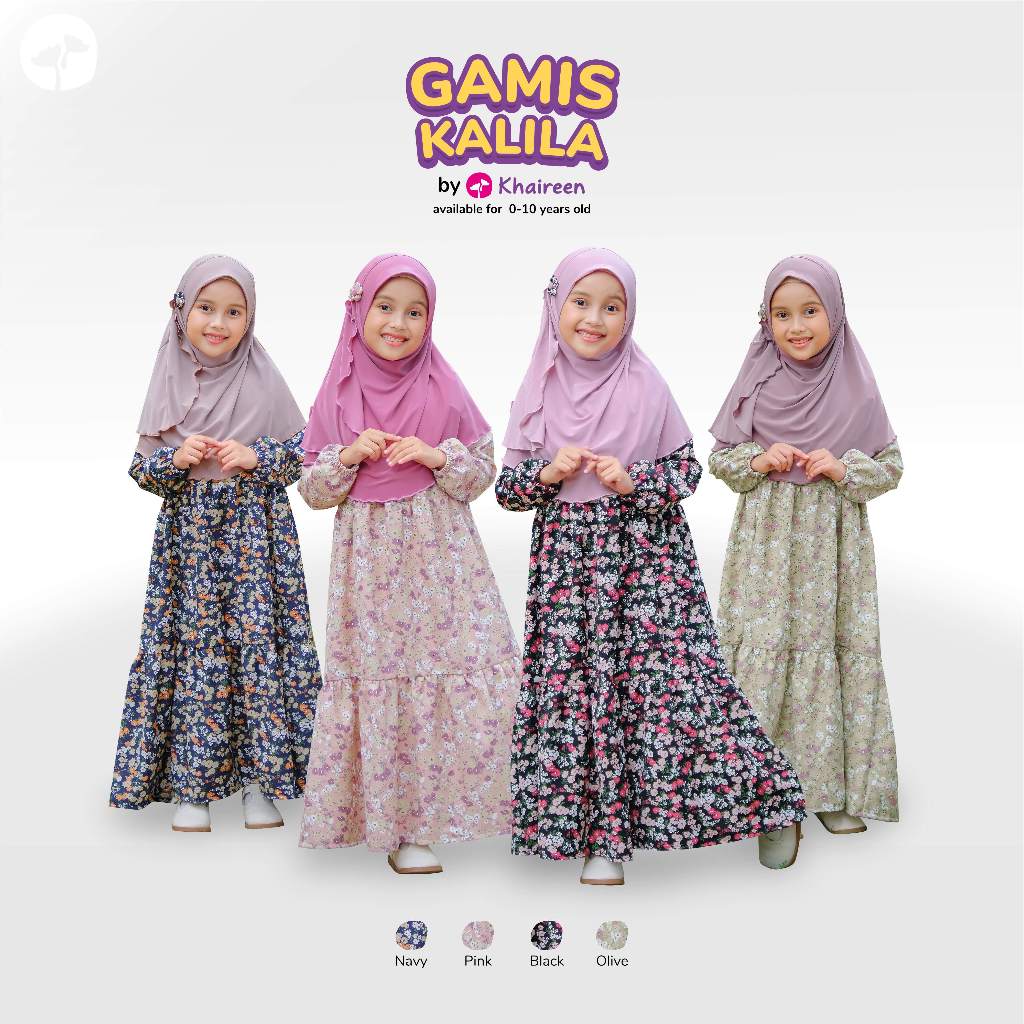 KHAIREEN Gamis Kalila (0-9 Tahun) Gamis Motif Anak Gamis Motif Katun Anak