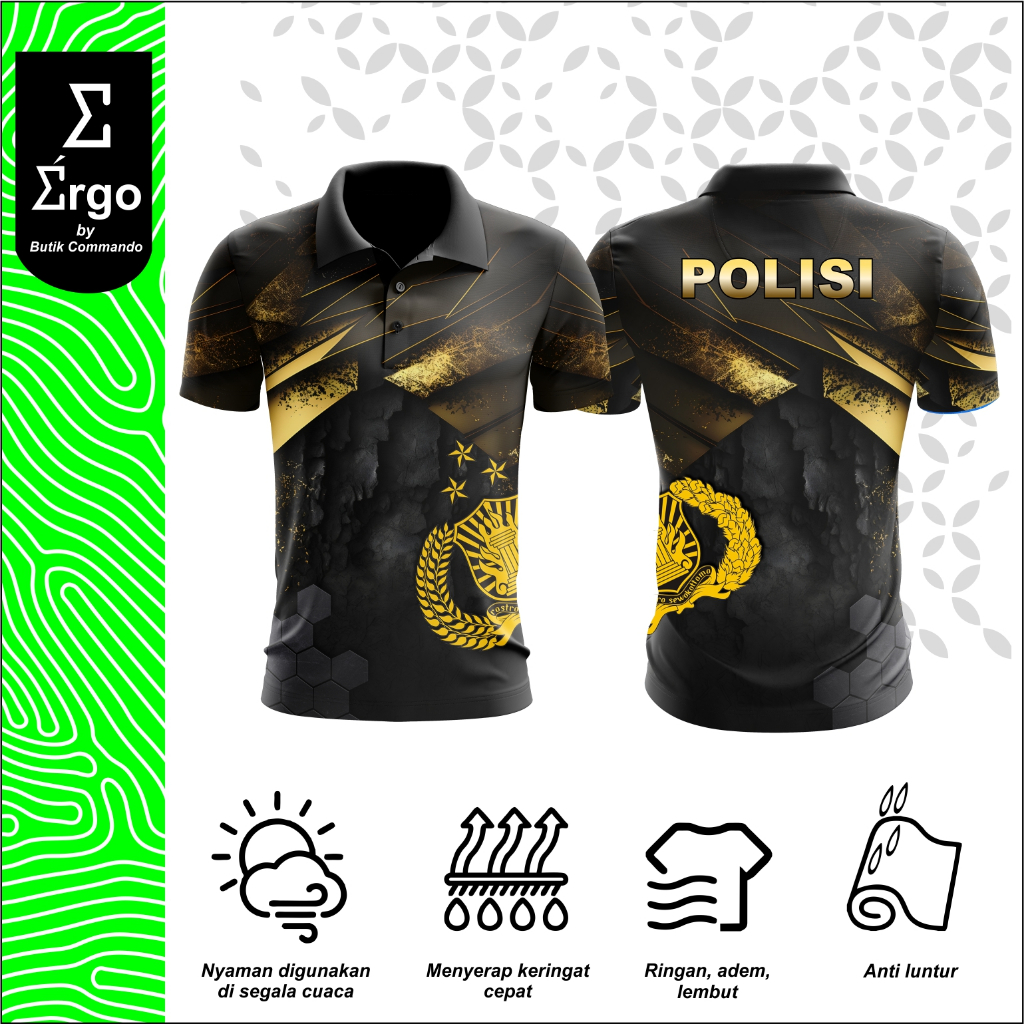 Kaos Olahraga Berkerah Pria Jersey Olahraga Casual Baju Outdoor Anti Bacterial Bahan Dryfit Premium 