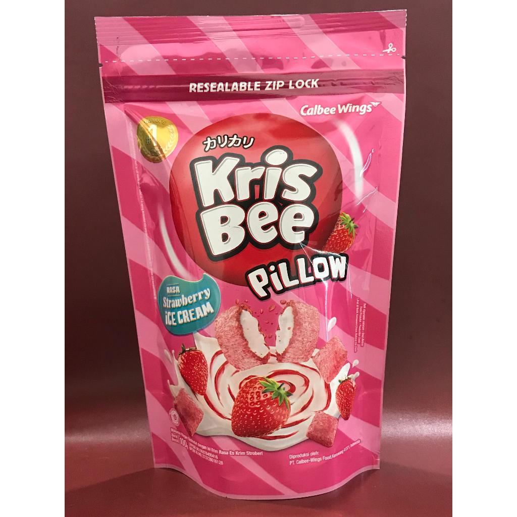 

Krisbee Pillow Strawberry 100g - Snack Lumer Strawberry Cream Krisbee