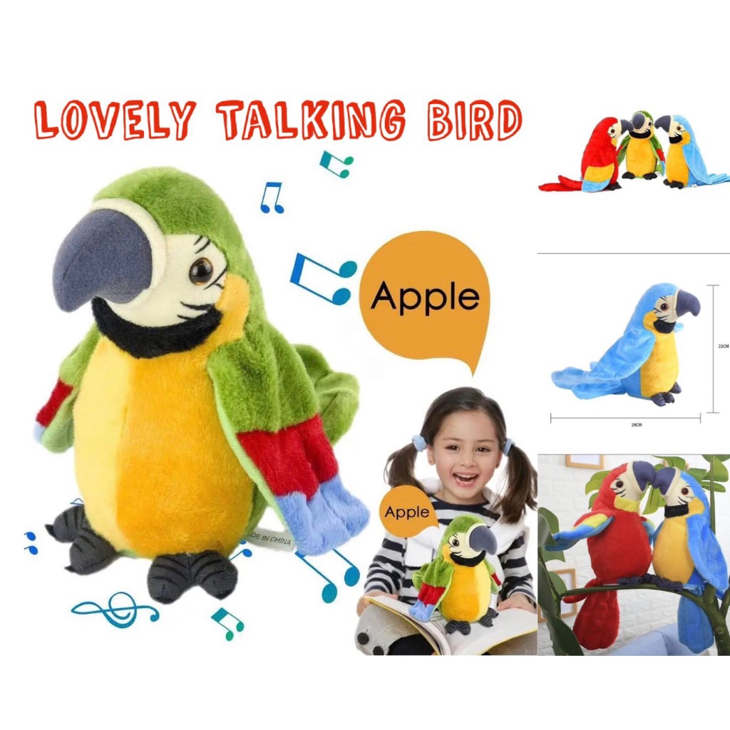 Boneka joget bicara model Burung Beo Parrot Peniru Suara Burung Bro Bisa Bicara/Talking Birdie