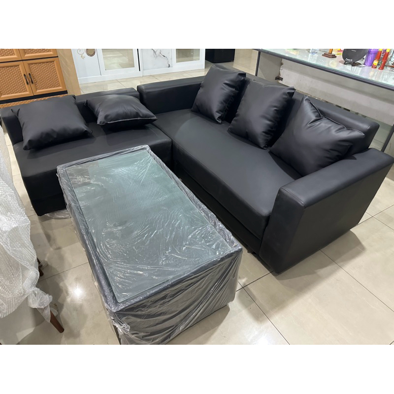 PROMO SET Sofa L Putus Minimalis Kain Full Oscar (Bonus Meja)
