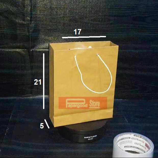 

Promo Paper bag coklat CUSTOM 2 sisi sablon exclusive 17 X 21 X 5 tali kur