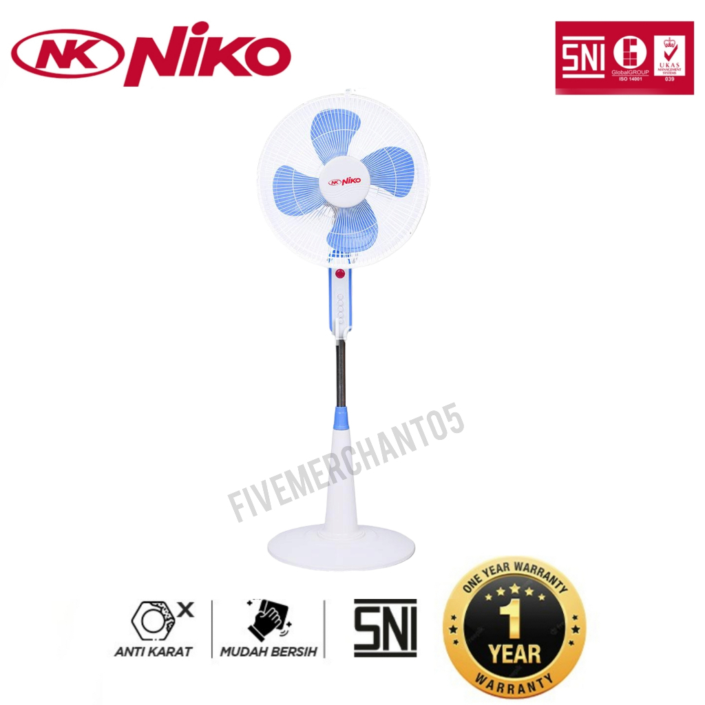 Stand Fan Niko NK 16NLR Kaki Bulat Kipas Angin Berdiri NK 16 NLR 16" Garansi Murah SNI Low Watt Kaki