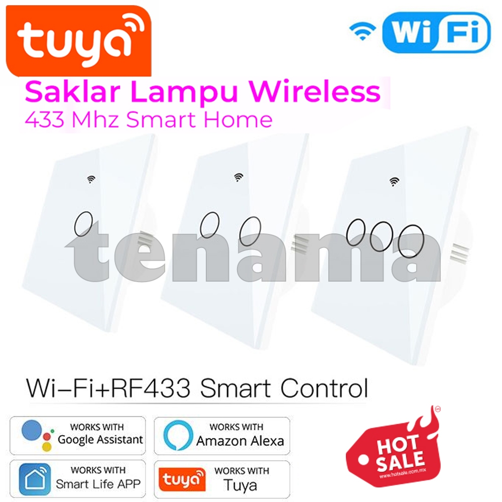 Tuya Saklar Lampu Pintar Wireless WIFI & RF 433Mhz Smart Home