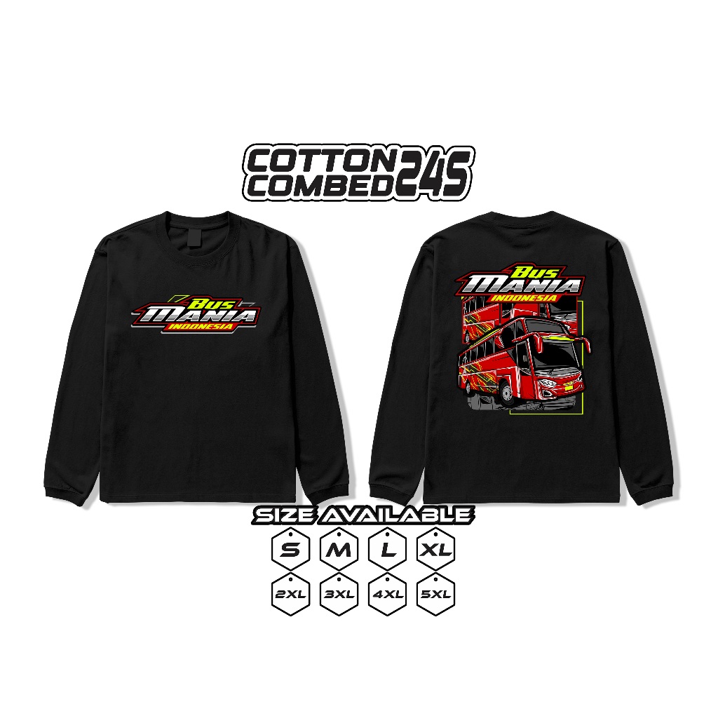 Kaos Lengan Panjang Bus Mania Indonesia Big Size Jumbo Cotton Combed 24s