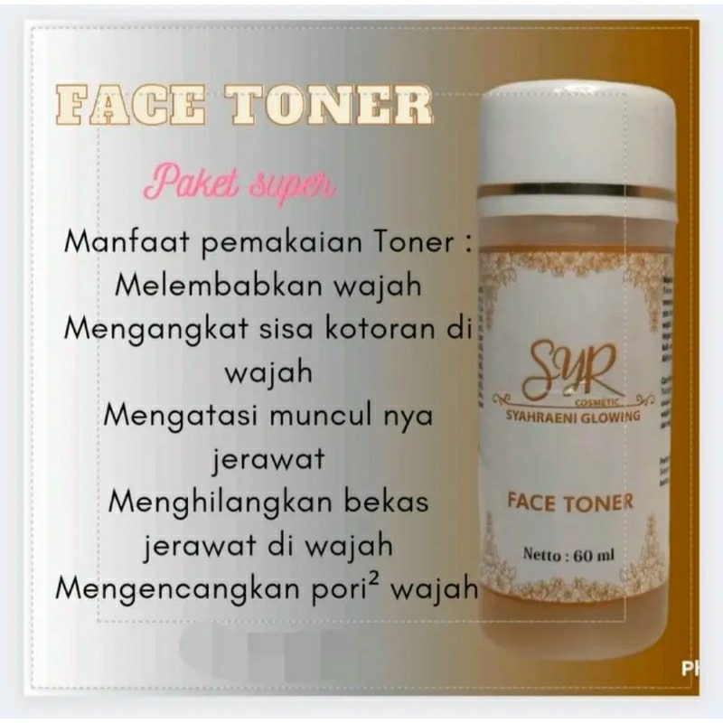 (COD) BPOM Toner Paket Super SYR 100% Original Syahreni Glowing Skincare Syahraeni Face Beauty Ecera