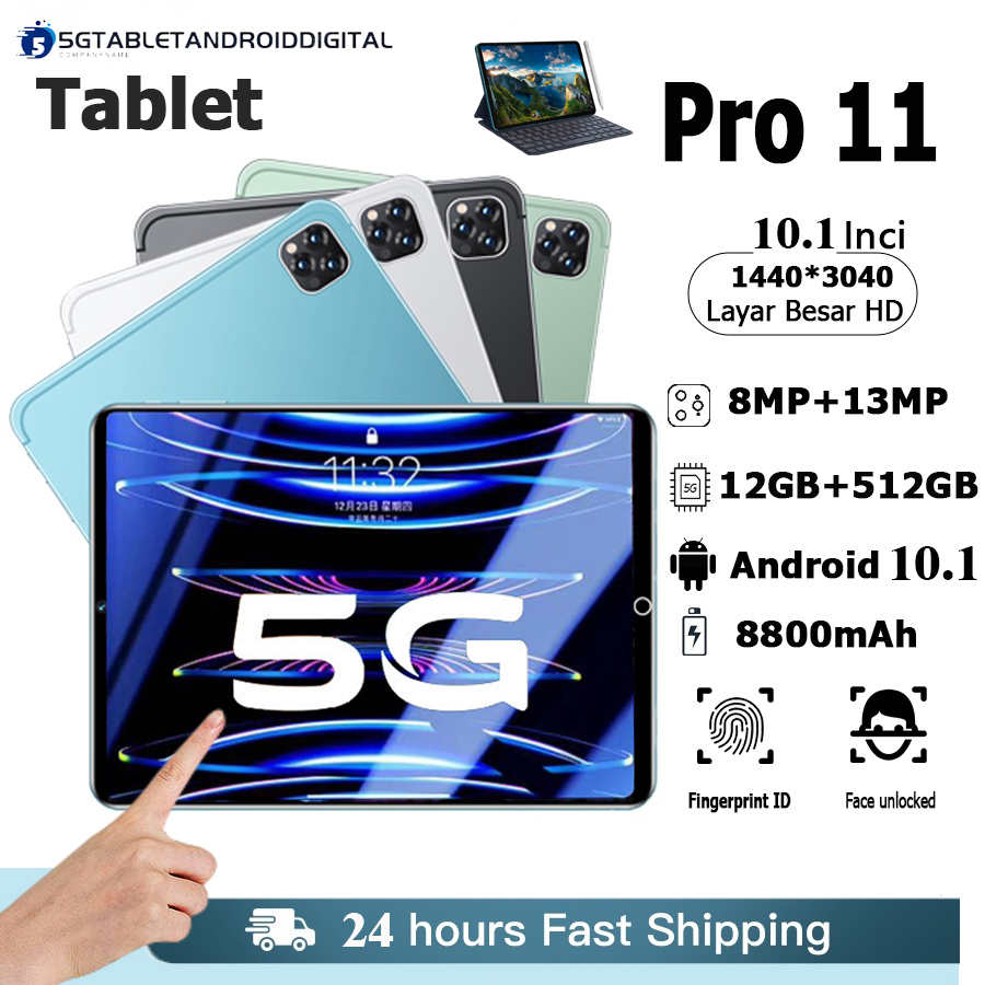 Diskon♒【Biss COD】Tablet Murah 5G Baru Galaxy Pro11 Tab 10.1 inch 12GB+512GB Tablet baru Tablet Pembelajaran Tablet Android laris manis SIM WIFI Tablet PC Asli Baru