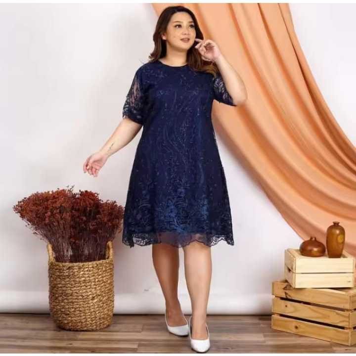 REALPICT DRESS BURKAT TYLLE JUMBO XL,XXL,XXXL WANITA DEWASA REMAJA KEKINIAN/MIDI DRESS GAUN PENDEK U