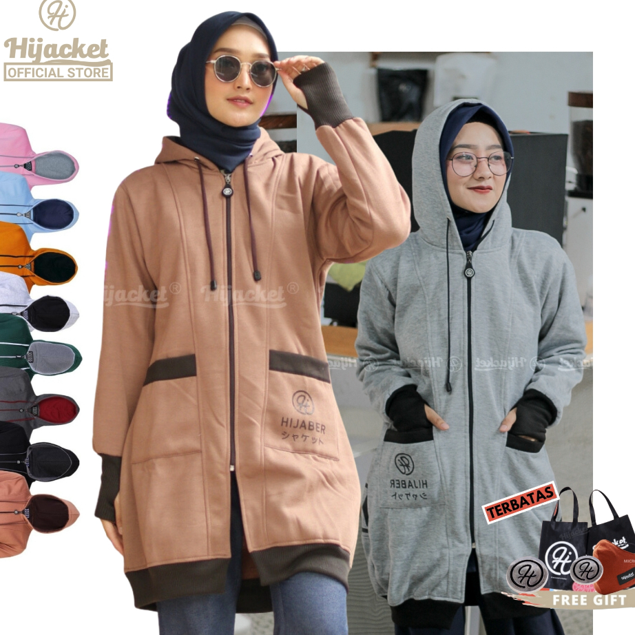 ❂ Hijacket Yukata Hijaket Jaket Muslimah Panjang Syari Hijab  Jaket Sweater Hijaber €