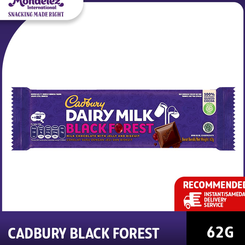 

⚡TOK SIAP 【COD Cadbury Dairy Milk Chocolate Black Forest Regular 62g, coklat dengan susu untuk Camilan