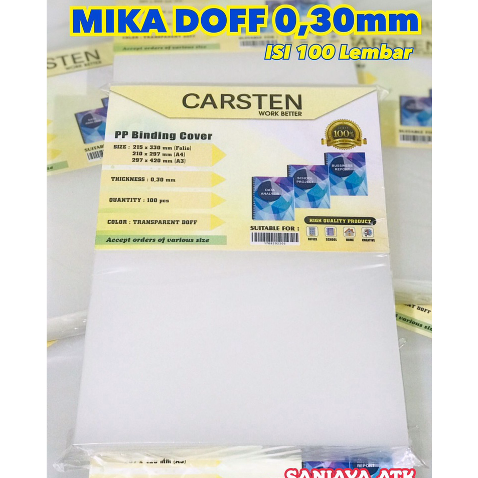 

Paling Popular Mika Doff tebal 0.30mm ukuran A4 isi 100pcs
