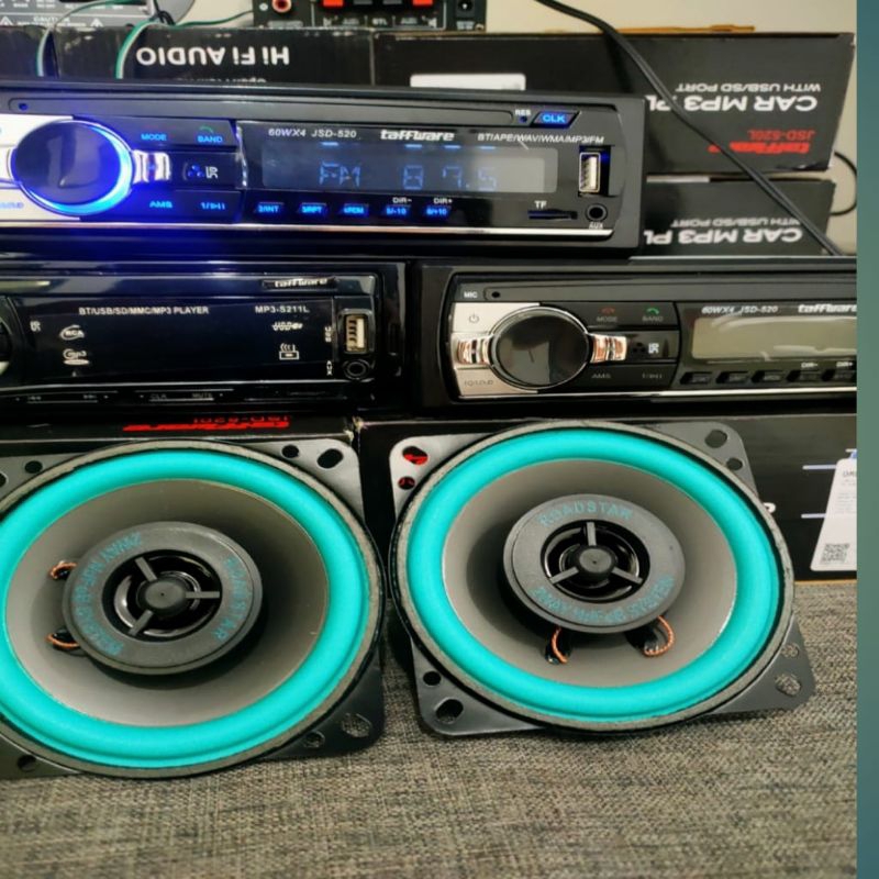 PROMO TAPE MOBIL LENGKAP 2 SPEAKER SUBWOFER 4INCH BISA BUAT MOBIL, TRUK 12V & RUMAHAN DIJAMIN NGEBAS