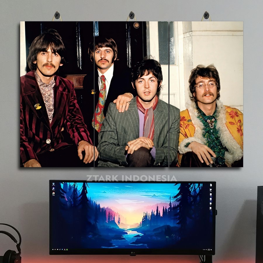 Hiasan Ruangan Jumbo Band Photo Foto Of The Beatles 45X30 Multi Panel / Poster Dinding Besar Band Th
