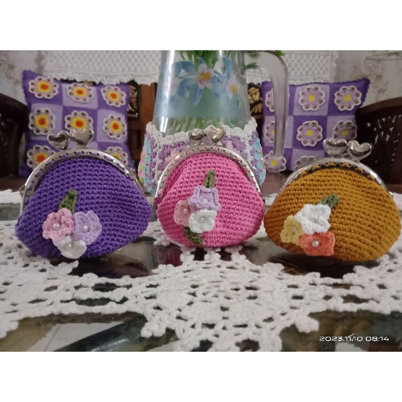 Dompet rajut/Dompet koin rajut/behel