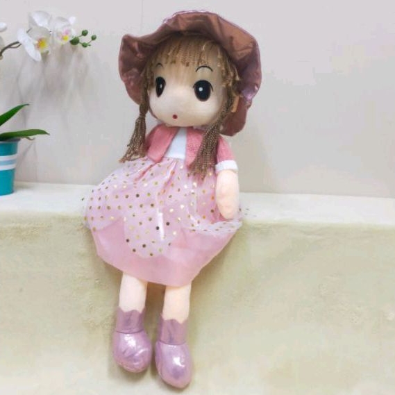 Boneka Cewek Topi Glitter/boneka cewek dress/boneka baby girl/kado boneka lucu