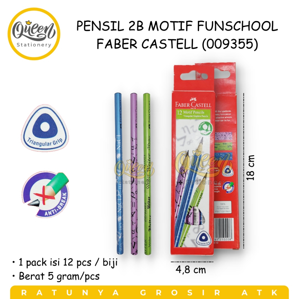 

1 PCS PENSIL 2B MOTIF FUNSCHOOL FABER CASTELL PENCIL KAYU (009355)