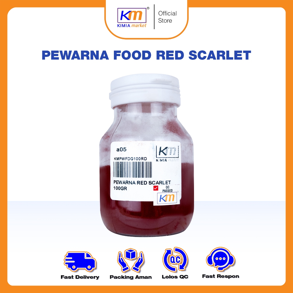 

Pewarna Makanan Warna Red Scarlet 100gr / Food Color Red Scarlet / Powder Merah Scarlet Food Grade / Pewarna Kue