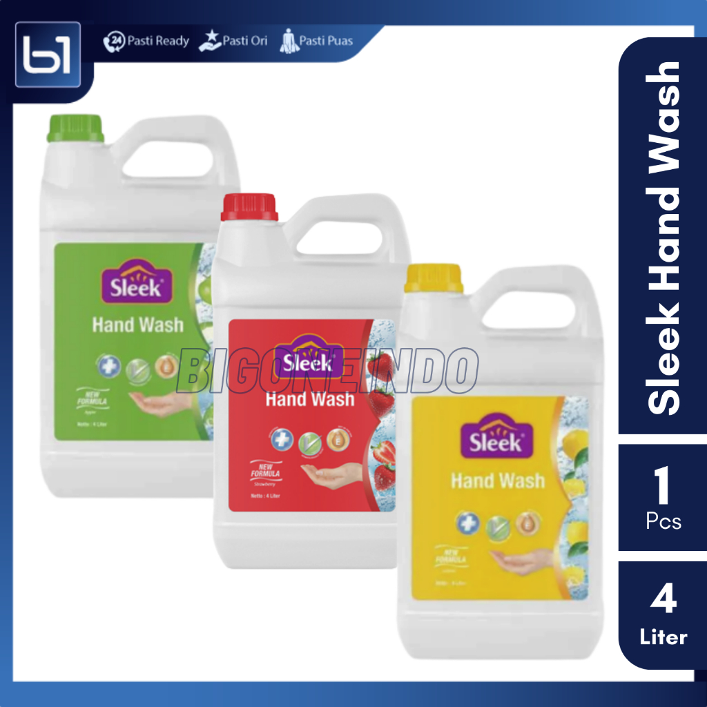 Sleek Hand Wash 4L, Sabun Cuci Tangan Antibacterial 4 Liter Jerigen Sleek Sabun cuci Tangan Jerigen