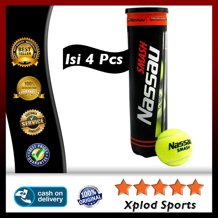 (4Pcs) Bola Tenis Nassau Smash Hitam Isi 4 Bola Tennis Nassau Korea Tennisball Pemula Pro