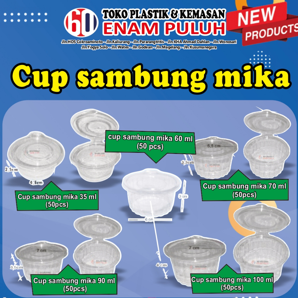 CUP SAMBAL MIKA TUTUP SAMBUNG ISI 50 pcs / CUP MIKA / CUP JELLY / CUP SAOS / MIKA BENING