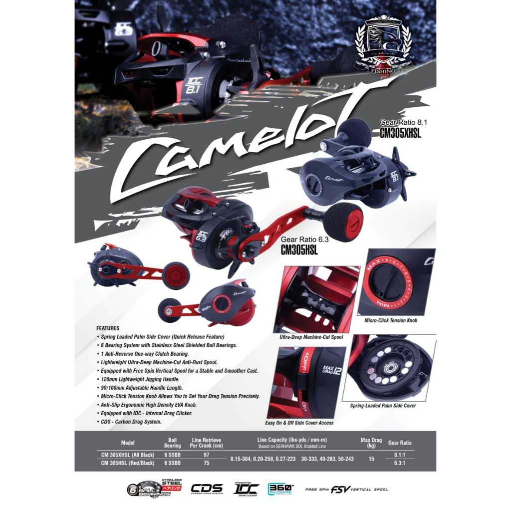 Reel BC / OVERHEAD TEAM SEAHAWK CAMELOT (LEFT HANDLE)