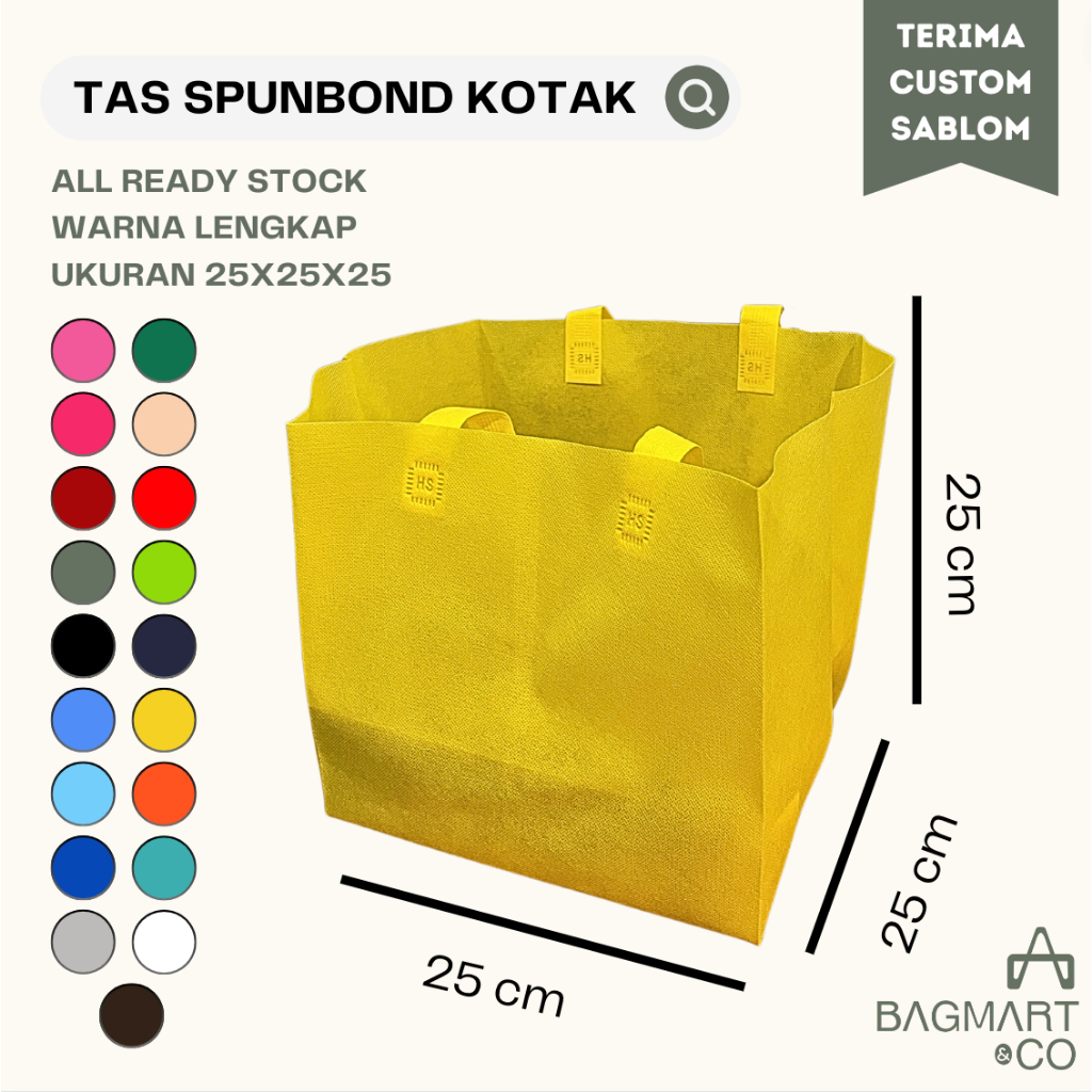 

Spunbond Kotak Kue 25x25x25 Lipat Samping Polos Tas Goodie Bag Cake Bakery Toko Roti