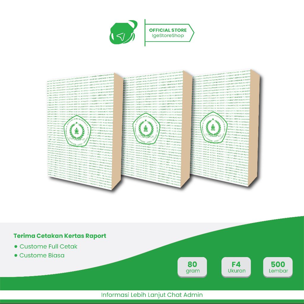 

Cetak Custom Kertas raport F4