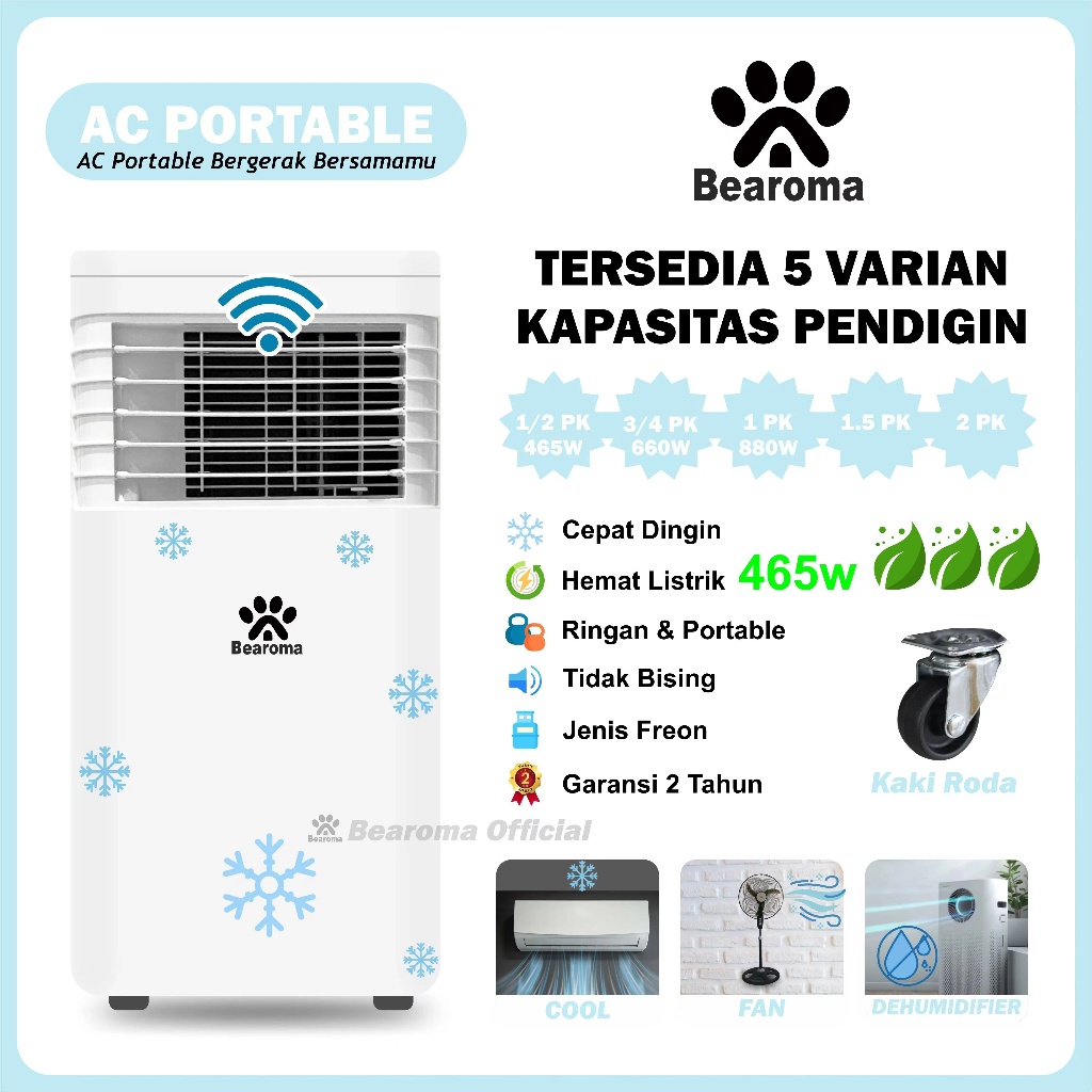 Rockstar AC Portable Murah Terlaris 1/2PK 3/4PK 1PK Terbaru Garansi Resmi 2 Tahun Original
